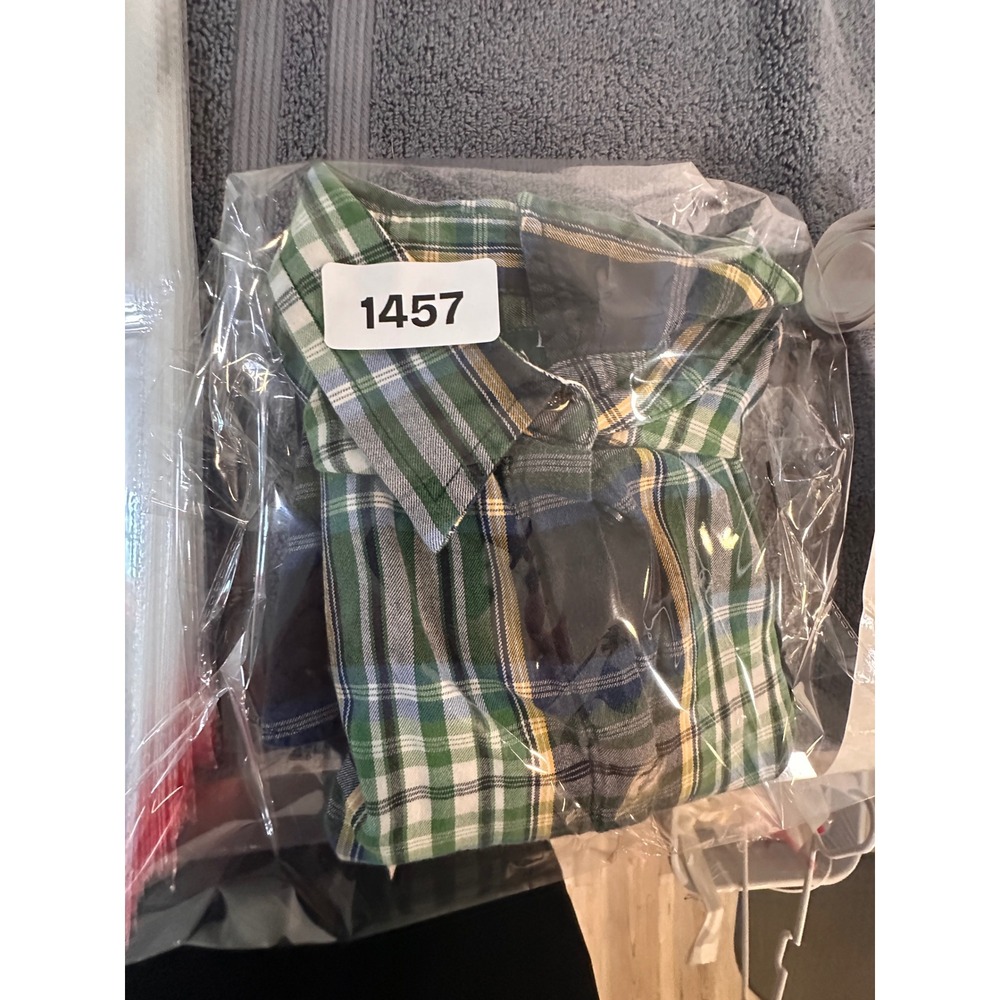 Lauren Ralph Lauren Green Plaid Crest Button Down Shirt Womens Large 1457 - Picture 10 of 10